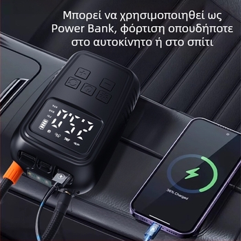Φορητή αντλία αέρα αυτοκινήτου με USB φόρτιση, 220 W, 30 L/min, 110-220 V, λειτουργία 5–20 λεπτών, 690 g