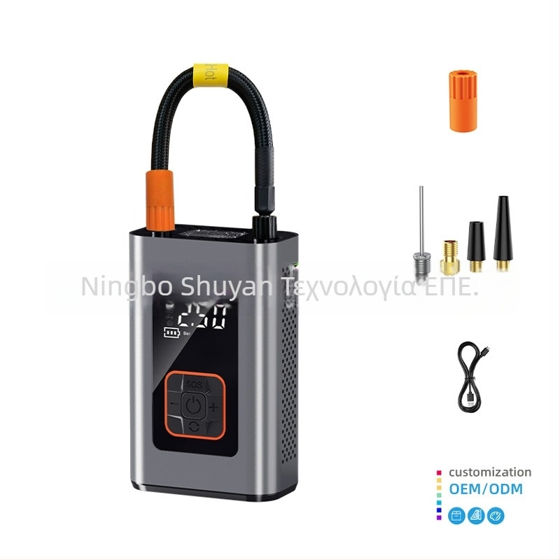 Επαναφορτιζόμενη φορητή αντλία αέρα αυτοκινήτου με ψηφιακή οθόνη, ασύρματη, 12V, 30 L/min, μετρητής πίεσης ελαστικών