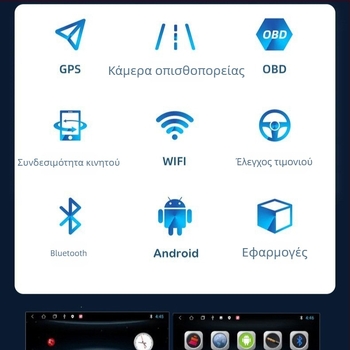 Οθόνη 10,1 ιντσών με περιστροφή, πλοήγηση GPS, Bluetooth, MP5 player και κάμερα οπισθοπορίας αυτοκινήτου