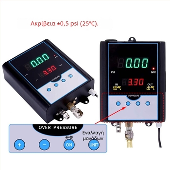 Αυτόματος φουσκωτήρας ελαστικών αυτοκινήτου με τοποθετούμενος στον τοίχο με ενσωματωμένο μετρητή πίεσης, μοντέλο DP-Q03