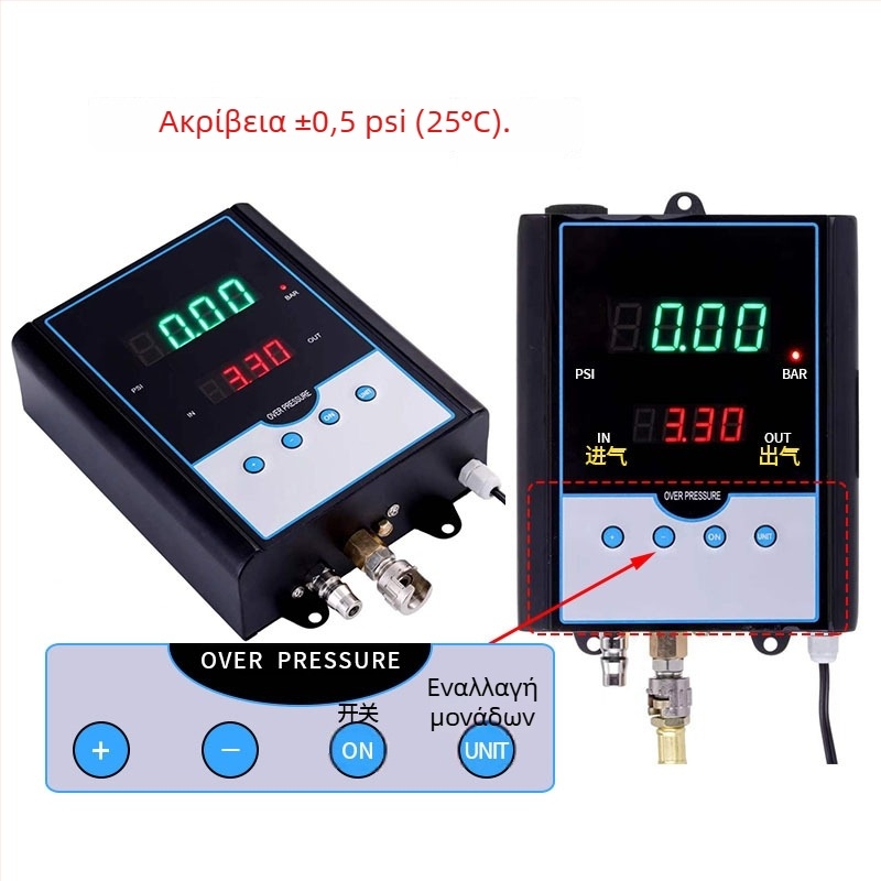 Αυτόματος φουσκωτήρας ελαστικών αυτοκινήτου με τοποθετούμενος στον τοίχο με ενσωματωμένο μετρητή πίεσης, μοντέλο DP-Q03