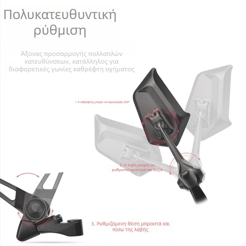 Ορθογώνιος καθρέφτης οπισθοπορείας για ηλεκτρικά ποδήλατα, κράμα αλουμινίου, παγκόσμια συμβατότητα, μοντέλο 654186, εγκατάσταση με 8/10 δόντια