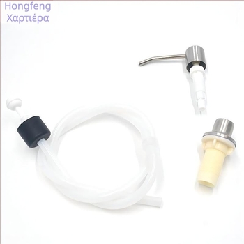 Διανομέας υγρού σαπουνιού νεροχύτη με σωληνάκι επέκτασης, χειροκίνητη πίεση, 304 ανοξείδωτος χάλυβας, χρωμιωμένη επίστρωση, μοντέρνο στυλ — Hongfeng hardware