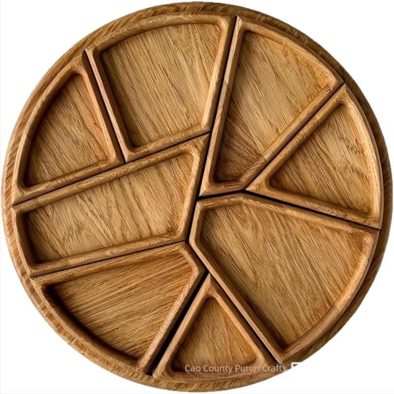 Ξύλινο πιάτο φρούτων με ακανόνιστους διαμερισμούς για σνακ και αποξηραμένα φρούτα — Pu run, απλό στυλ, έναρξη διάθεσης το 2025