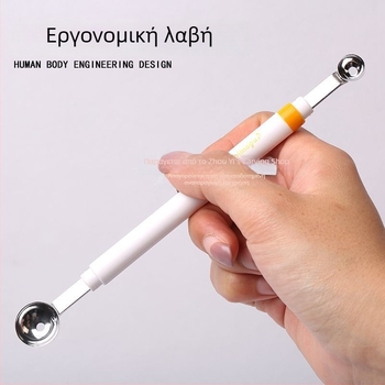 Μίνι διπλοκεφαλικό κουτάλι φρούτων με κοφτερές άκρες για εύκολη εξαγωγή υλικών, από μέταλλο, κορεατικό στυλ, απλός σχεδιασμός