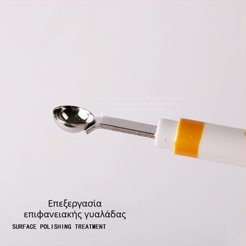 Μίνι διπλοκεφαλικό κουτάλι φρούτων με κοφτερές άκρες για εύκολη εξαγωγή υλικών, από μέταλλο, κορεατικό στυλ, απλός σχεδιασμός