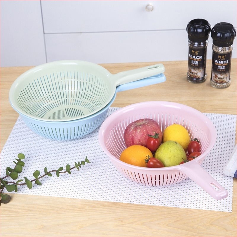 Κυκλικός πλαστικός κάλαθος για πλύσιμο λαχανικών με χερούλι – κάλαθος αποστράγγισης και αποθήκευσης κουζίνας
