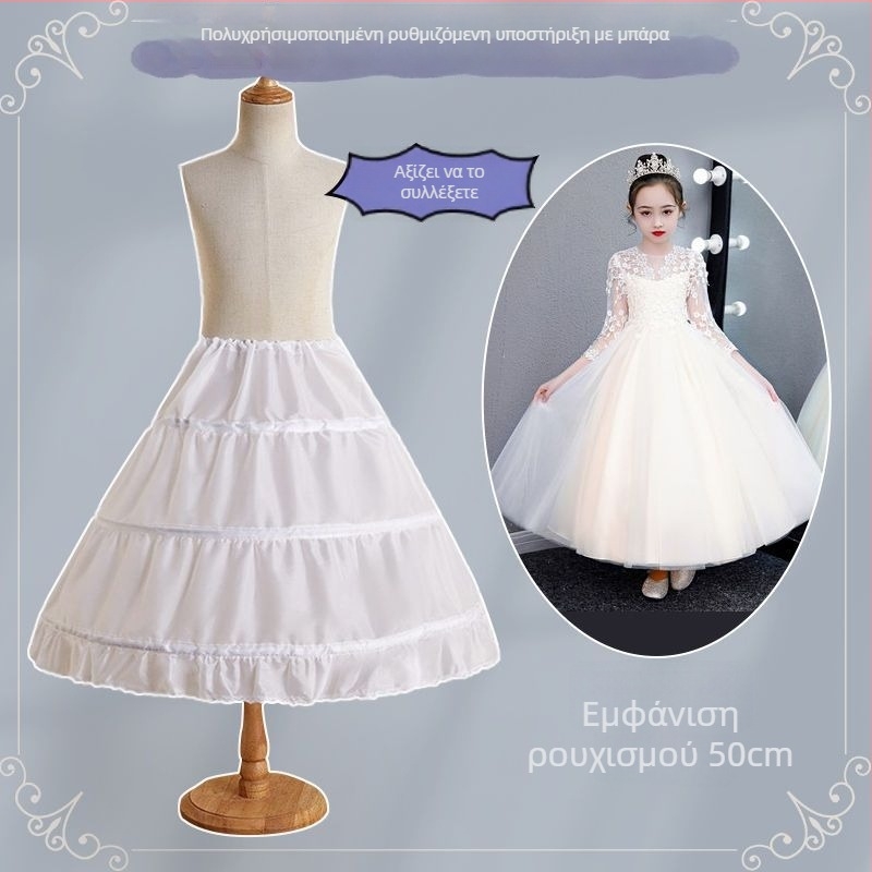 Παιδικό petticoat με τρία σιδερένια δαχτυλίδια, μεσαίο μήκος Lolita στιλ, φθινοπωρο 2023, σε απόθεμα