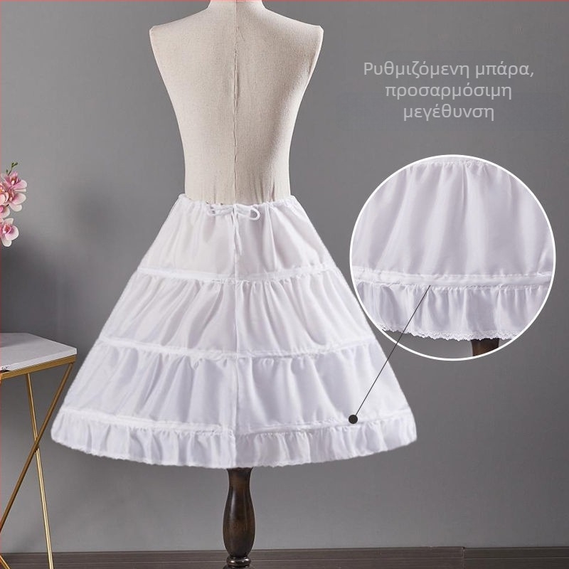 Παιδικό petticoat με τρία σιδερένια δαχτυλίδια, μεσαίο μήκος Lolita στιλ, φθινοπωρο 2023, σε απόθεμα