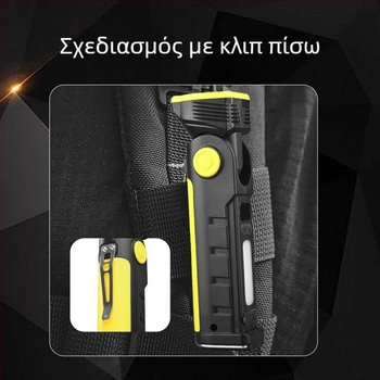 Αναδιπλούμενο επαναφορτιζόμενο φως εργασίας με μαγνήτη και φως σκηνής, COB LED 500 lm, μπαταρία 18650, IP45
