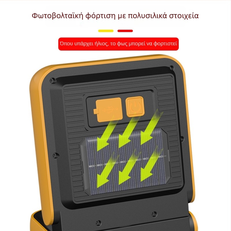 TANJE εξωτερικό φως κατασκήνωσης με LED κύριο φως και COB, μπαταρία 1200mAh, ισχύς 10W, φόρτιση, εμβέλεια άνω των 500m