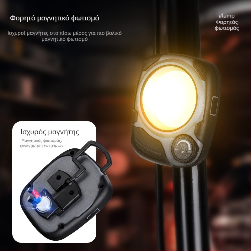 USB επαναφορτιζόμενος εργασιακό φως COB LED, ρυθμιζόμενη φωτεινότητα χωρίς βήματα, 5W, 2000mAh