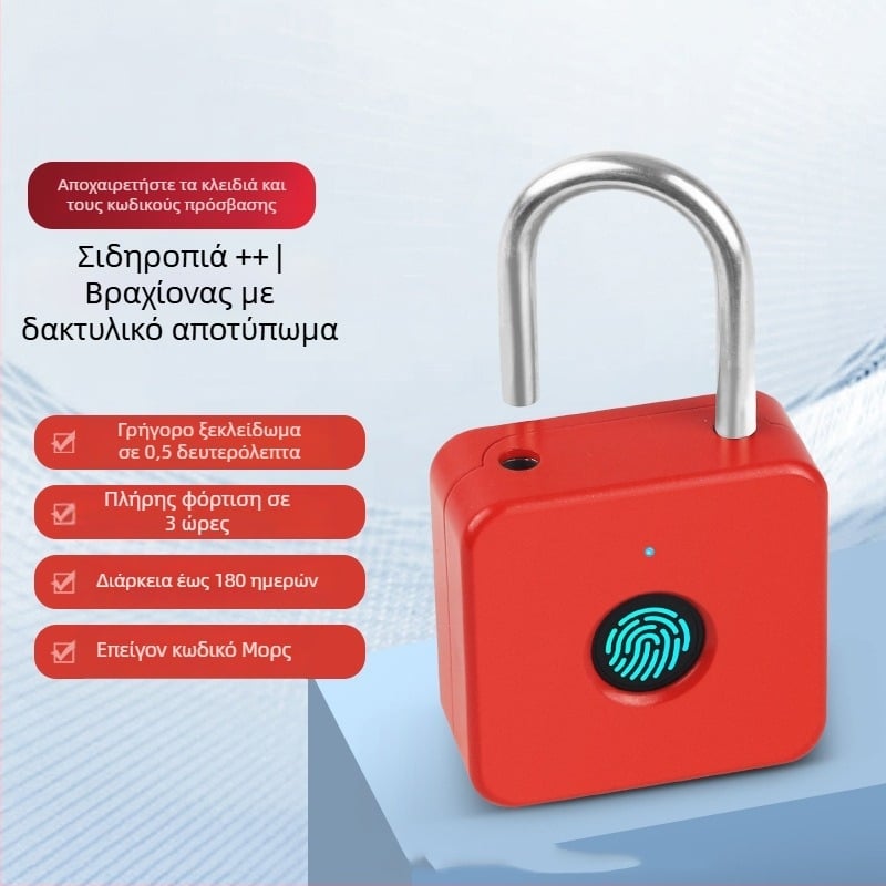 Κλειδαριά με βιομετρικό αποτυπώματος PL-P6 για αποσκευές και ντουλάπες — αποθήκευση 10 δακτυλικών αποτυπωμάτων, περισσότερα από 50 ξεκλειδώματα, σάρωση 0,5 s, τροφοδοσία DC