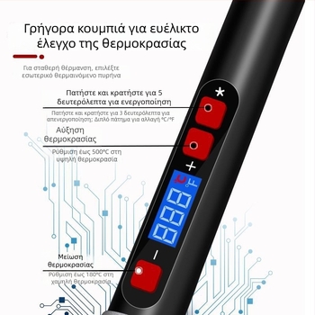 Σετ ηλεκτρικού κολλητήριου 60W, εσωτερική θέρμανση, ρυθμιζόμενη ψηφιακή θερμοκρασία