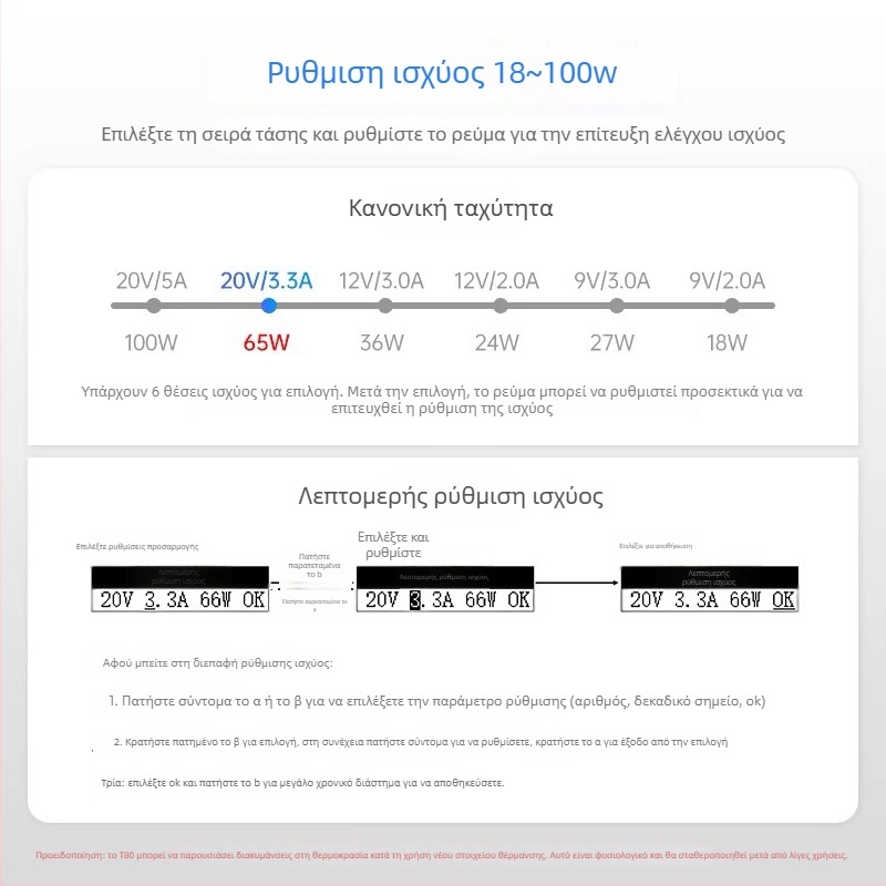 Έξυπνη Συσκευή συγκόλλησης T80/T80P, 100W, φορητή, σταθερή θερμοκρασία, ακίδες C245/C210