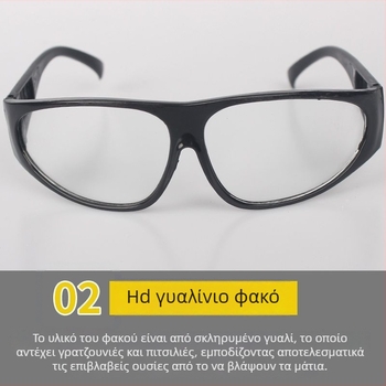 Γυαλιά συγκόλλησης – Γυάλινος φακός, πάχος 1.0 mm; προστασία από λάμψεις συγκόλλησης, λάμψη τόξου με αργόνο και πρόσθετη προστασία.