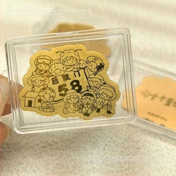 Χρυσές στικέρ για κινητό — Καρτούν στυλ, πρωτότυπος σχεδιασμός, εθνικό και νεανικό στυλ, μεταλλικό υλικό, συσκευασία ακρυλικού κελύφους