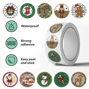 Yihe Gingerbread Man Χριστουγεννιάτικα αυτοκόλλητα σε ρολό για DIY θήκη κινητού, αδιάβροχο PVC, γλυκό στυλ, 45 g, εκτύπωση