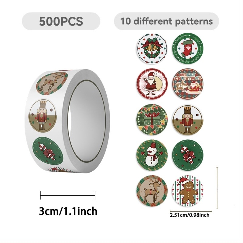 Yihe Gingerbread Man Χριστουγεννιάτικα αυτοκόλλητα σε ρολό για DIY θήκη κινητού, αδιάβροχο PVC, γλυκό στυλ, 45 g, εκτύπωση