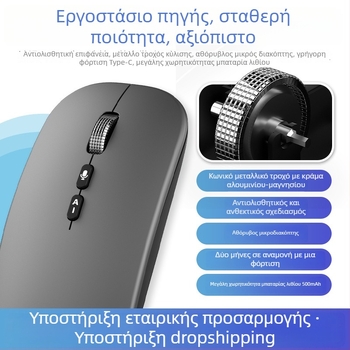 Ασύρματο οπτικό ποντίκι με Bluetooth και 2,4G, 1600 DPI, 5 πλήκτρα, εμβέλεια έως 10 μ