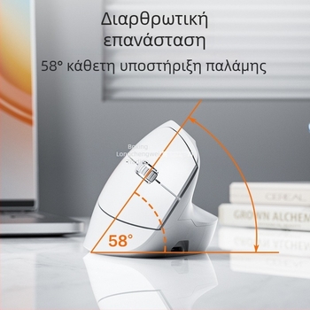 X9 εργονομικό κάθετο ασύρματο ποντίκι με Bluetooth και 2,4 GHz διπλής λειτουργίας, ήσυχο γραφείο