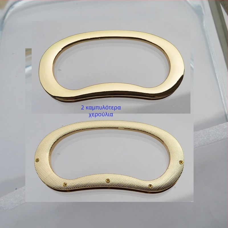 Μεταλλικός δακτύλιος λαβής τσάντας – αυγοειδές-ολβώδες σχήμα, ευθύγραμμη ράβδος, μεγάλος δακτύλιος, για γυναίκες