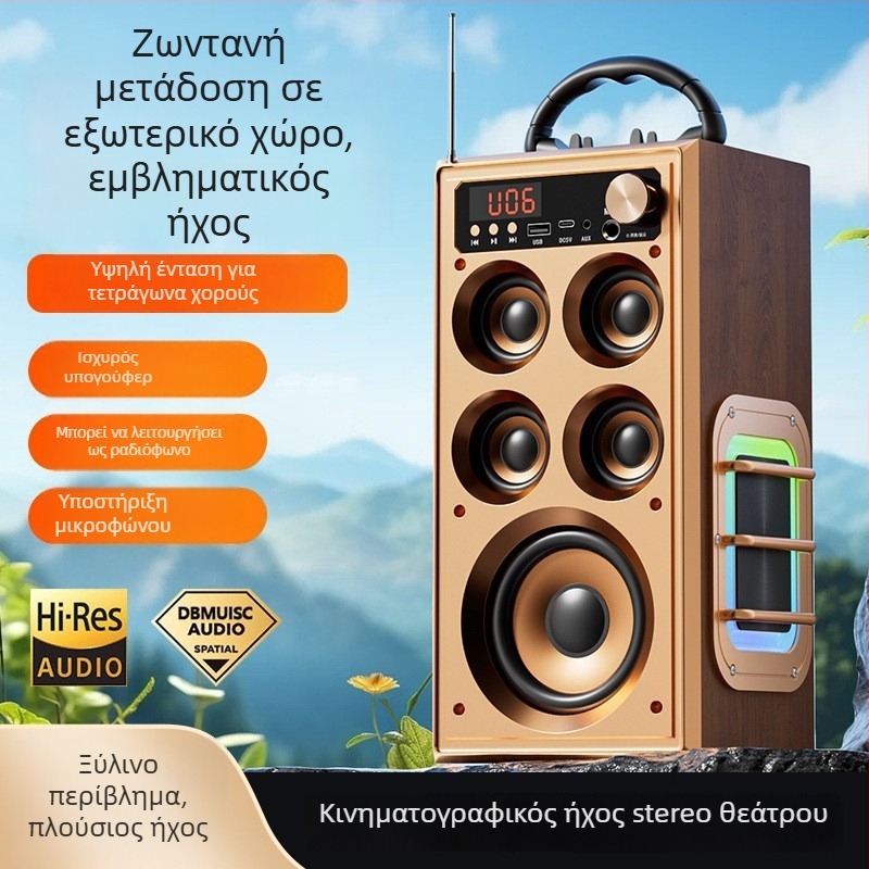 Ασύρματο Bluetooth ηχείο για οικιακή και εξωτερική χρήση, 80W, σύστημα 5 οδηγών, ενσωματωμένη μπαταρία 2000–4000mAh, Bluetooth 5.3, IPX3 αδιάβροχο