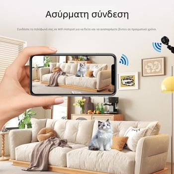 Κάμερα C8: HD ευρυγώνιος φακός, Ασύρματη Wi‑Fi, νυχτερινή όραση, εγγραφή βίντεο και φωτογραφία, Υποστήριξη κάρτας μνήμης