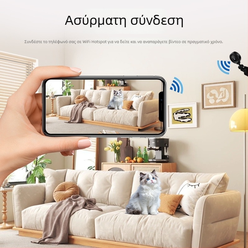 Κάμερα C8: HD ευρυγώνιος φακός, Ασύρματη Wi‑Fi, νυχτερινή όραση, εγγραφή βίντεο και φωτογραφία, Υποστήριξη κάρτας μνήμης