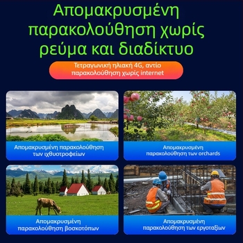 4G ηλιακή κάμερα εξωτερικού χώρου – 360° γωνία θέασης, HD νυχτερινή όραση, απομακρυσμένος έλεγχος, ελάχιστο φως 0.001 lux