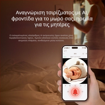 Ασύρματη εσωτερική PTZ κάμερα επιτήρησης με αμφίδρομο ήχο, Pan 355°, Tilt 75°, Οριζόντια ταχύτητα 70°/s, Κάθετη ταχύτητα 30°/s