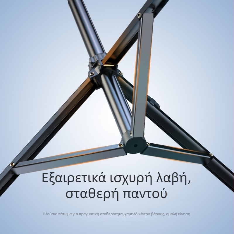 Τριπόδος δαπέδου για κινητό και κάμερα, φορητή εξωτερική φωτογράφηση, ύψος εργασίας 1.8 m, 25 mm διάμετρος σωλήνα, 5 τμήματα, κράμα αλουμινίου + ABS, φορτίο 2–4 kg