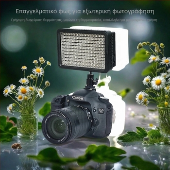 Επαγγελματικό φως φωτογράφισης PLV-160, LED 12W, θερμοκρασία χρώματος 3200/5600K, συνεχόμενη ρύθμιση φωτεινότητας, εμβέλεια 3–5 m