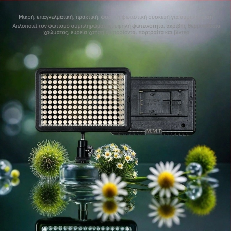 Επαγγελματικό φως φωτογράφισης PLV-160, LED 12W, θερμοκρασία χρώματος 3200/5600K, συνεχόμενη ρύθμιση φωτεινότητας, εμβέλεια 3–5 m