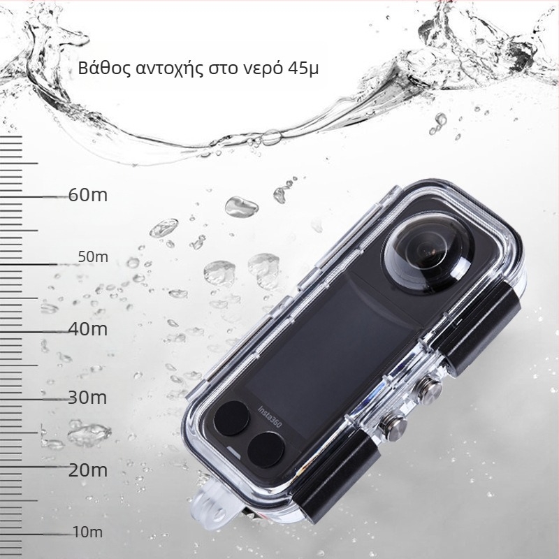 Αδιάβροχη προστατευτική θήκη για Insta360 X5 - Μοντέλο A-ISX4-WC-GL, Μάρκα Love xiaou, Υλικά: PC + tempered glass + 316 ανοξείδωτος χάλυβας, Συμβατό με Insta360 X5, Προσαρμόσιμο λογότυπο