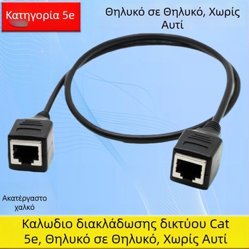 Κατηγορία 5e RJ45 διπλός θηλυκός προέκταση καλωδίου δικτύου, 100 Mbps twisted pair