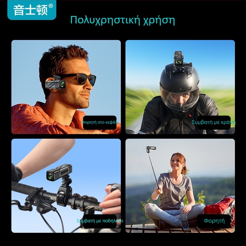 HY-X8 κεφαλοφορούμενη κάμερα δράσης, 5 ώρες μπαταρία, αποθήκευση TF, χωρίς οθόνη, 3000W εικονοστοιχεία