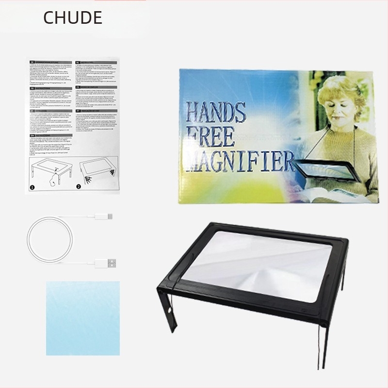 Πολυλειτουργικός μεγεθυντικός φακός γραφείου και κολάρου, 12 LED, 3× μεγέθυνση, για ανάγνωση ηλικιωμένων