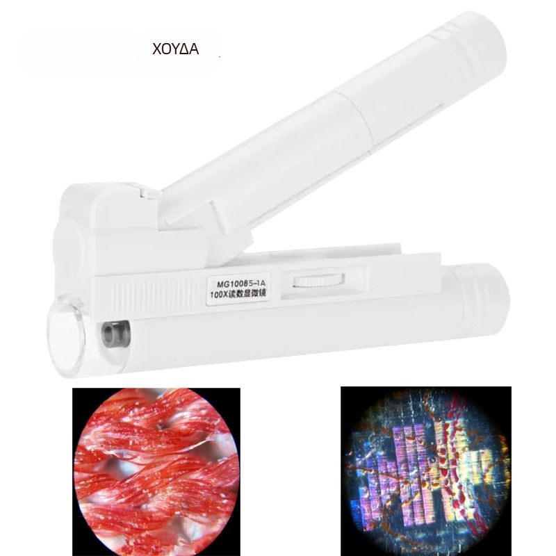 Chuda 100× μεγεθυντικός φακός με διπλό σωλήνα, LED φωτισμό και πλάκα κλίμακας – μικροσκόπιο για ευαίσθητες επισκευές καλλιγραφίας, ζωγραφικής και πορσελάνης