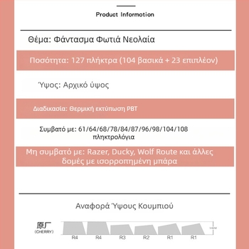 PBT Heat Sublimation Theme Keycap Set για μηχανικό πληκτρολόγιο - 127 πλήκτρα, RGB πίσω φωτισμός, παγκόσμια συμβατότητα, συμβατό με Blue Switch