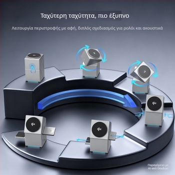 Qi2 3-σε-1 περιστρεφόμενο ασύρματο φορτιστή με MagSafe μαγνητική φόρτιση, 15W γρήγορη φόρτιση, θύρα USB-C