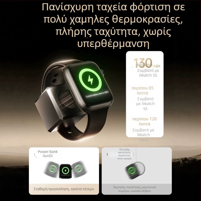 Ασύρματος μαγνητικός φορτιστής Apple Watch και φορητή μπαταρία S1098 – 5W QC 2.0 1.2A