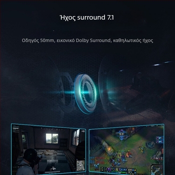 Rapoo VH160 ενσύρματα USB ακουστικά gaming με μικρόφωνο, για PC/Desktop, 20mm οδηγοί, 2,2 m καλώδιο, δερμάτινες επενδύσεις ακουστικών