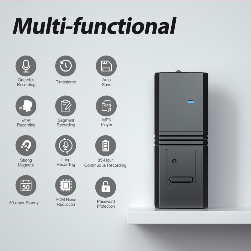 Kingneed Q9 στυλό καταγραφής ήχου με φωνητική ενεργοποίηση, MP3/WAV, 165 ώρες εγγραφής, αλουμινένιο σώμα, κάρτα SD