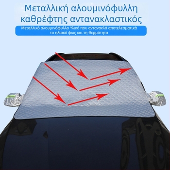 Προστατευτικό κάλυμμα ηλίου αυτοκινήτου για μπροστινά τζάμια με τρία παράθυρα - αλουμινόφυλλο, ενσωματωμένη εγκατάσταση, καθολική συμβατότητα, μινιμαλιστικό στυλ