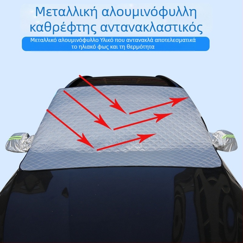 Προστατευτικό κάλυμμα ηλίου αυτοκινήτου για μπροστινά τζάμια με τρία παράθυρα - αλουμινόφυλλο, ενσωματωμένη εγκατάσταση, καθολική συμβατότητα, μινιμαλιστικό στυλ