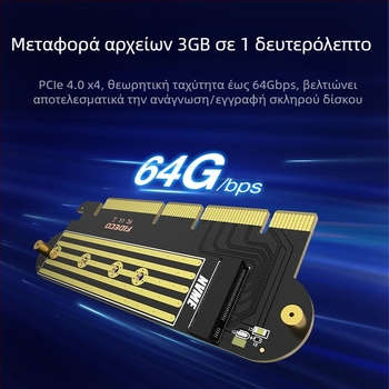 Κάρτα επέκτασης NVMe σε PCIe για επιτραπέζιο υπολογιστή – Μετάβαση από 3.0/4.0 σε M.2, PCIe διεπαφή, 64Gbps μεταφορά, μοντέλο NV1P