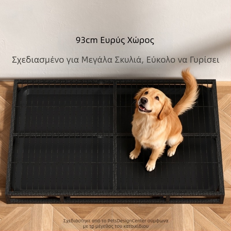 Μαύρη νανοεπικαλυμμένη μεταλλική τουαλέτα σκύλου με πλέγμα, για μεσαίου και μεγάλου μεγέθους σκύλους, κατάλληλη για Γκόλντεν Ριτρίβερ και Λαμπραντόρ