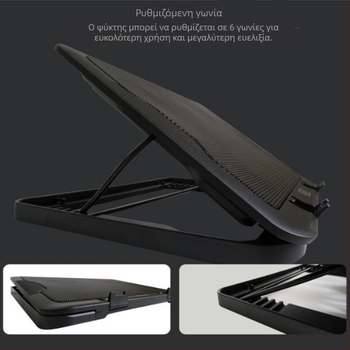 Ψύκτης λάπτοπ με USB τροφοδοσία, δύο ανεμιστήρες, αερόψυξη, μεταλλικό πλέγμα, μήκος καλωδίου 45 cm