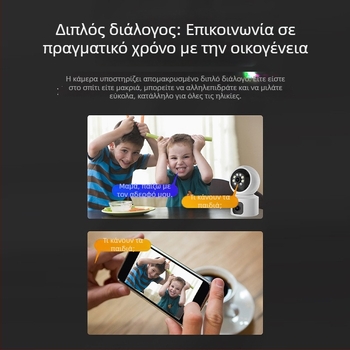 Ασύρματη WiFi κάμερα εσωτερικού χώρου — ελάχιστος φωτισμός 3,6 lx, θερμοκρασία λειτουργίας -40°C έως 60°C, τροφοδοσία 5V, λειτουργία συναγερμού